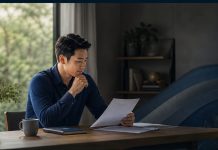 Hủy hợp đồng bảo hiểm nhân thọ: Hiểu đúng quyền lợi, phí và rủi ro Một người đang suy tư bên cửa sổ nhìn ra thành phố hiện đại, tượng trưng cho sự cân nhắc kỹ lưỡng trước quyết định hủy hợp đồng bảo hiểm.