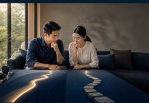 Không gian nội thất căn hộ hiện đại tại Việt Nam với ánh sáng vàng ấm áp, thể hiện sự an tâm và chuẩn bị chu đáo cho tương lai.
