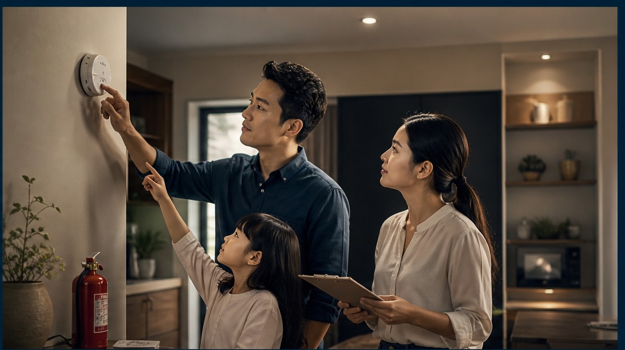 Ảnh minh họa 1: Cận cảnh đôi bàn tay đang tương tác với sơ đồ dữ liệu 3D của ngôi nhà, tượng trưng cho việc chủ động lập kế hoạch bảo vệ tài sản.